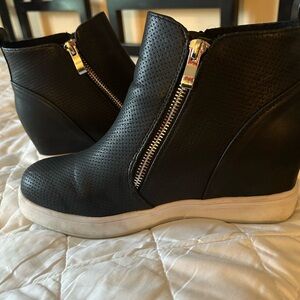 Black Wedge Ankle Boots